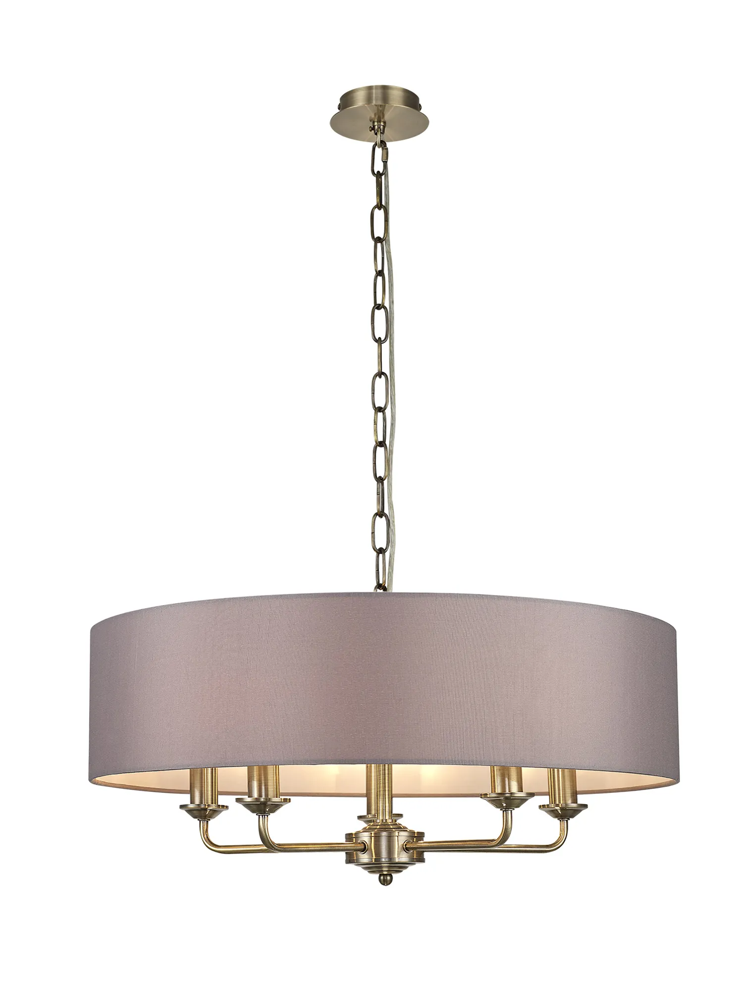 Banyan 60cm 5 Light Pendant Antique Brass; Grey